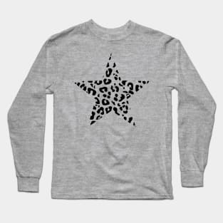 Cutout Black Leopard Print Star Long Sleeve T-Shirt